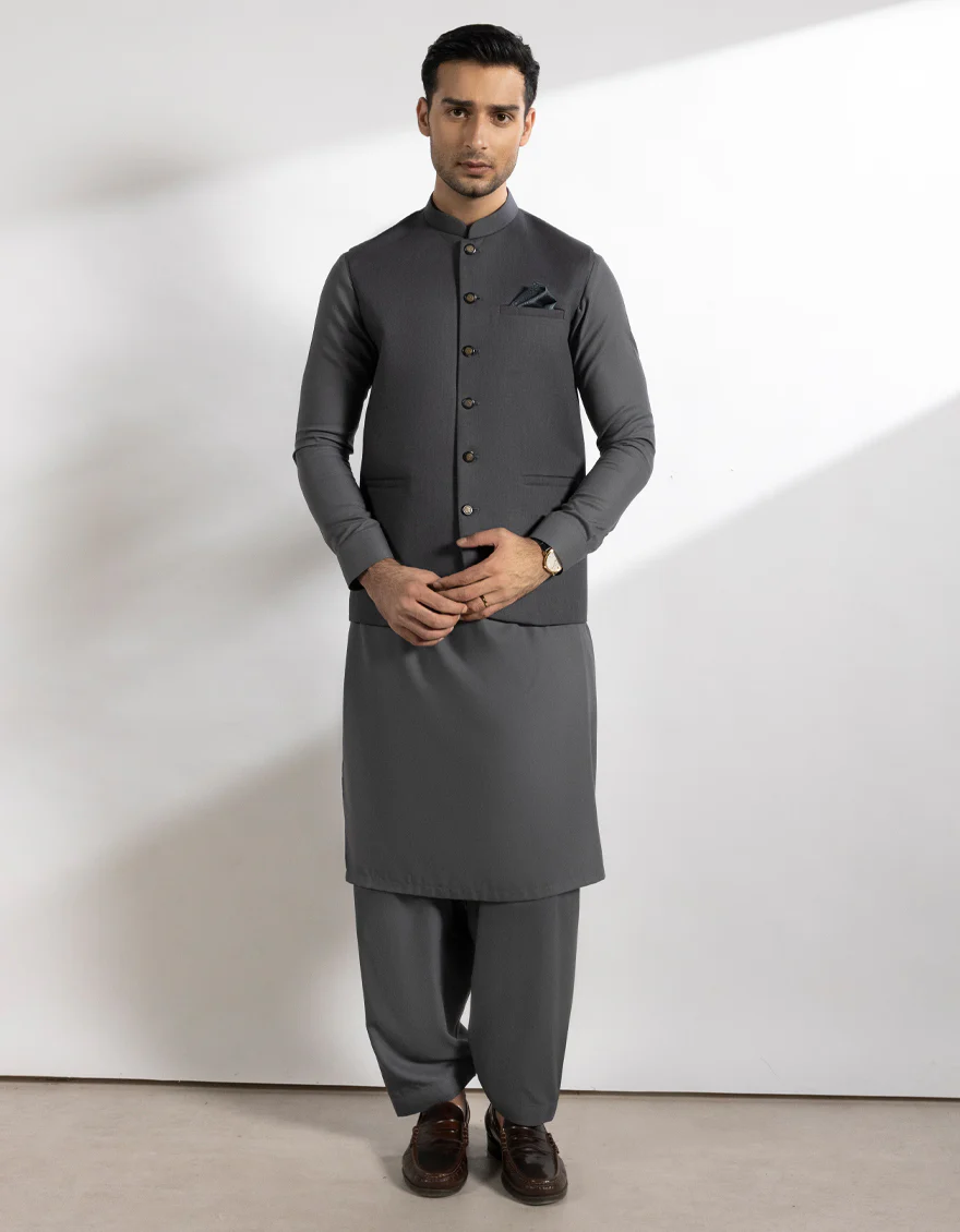 GREY SUITING WAISTCOAT | JJVC-A-48246/S25/JJ10130-PN - Image 2