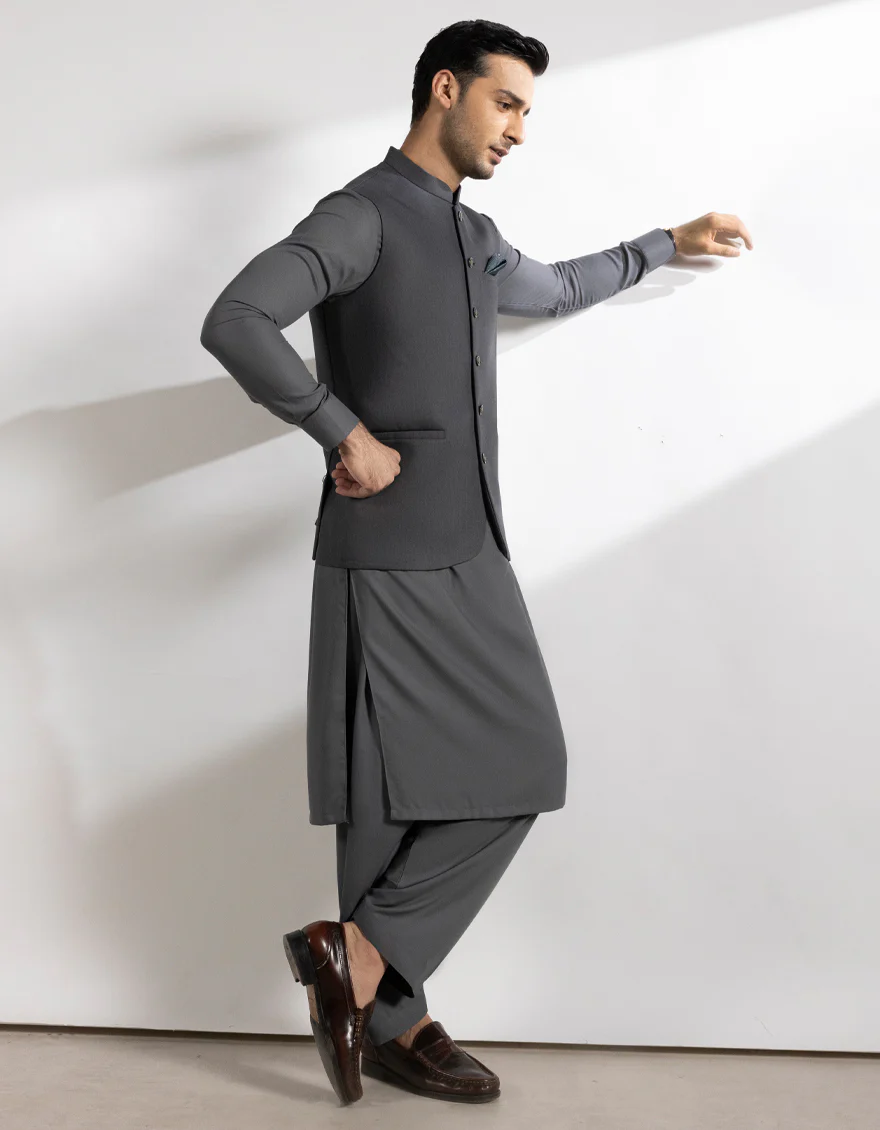 GREY SUITING WAISTCOAT | JJVC-A-48246/S25/JJ10130-PN - Image 4