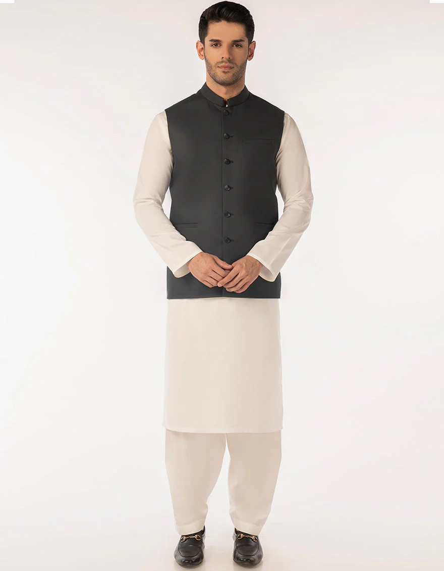 CHARCOAL SUITING WAISTCOAT | JJVC-A-48248/S25/JJ10131-PN - Image 2