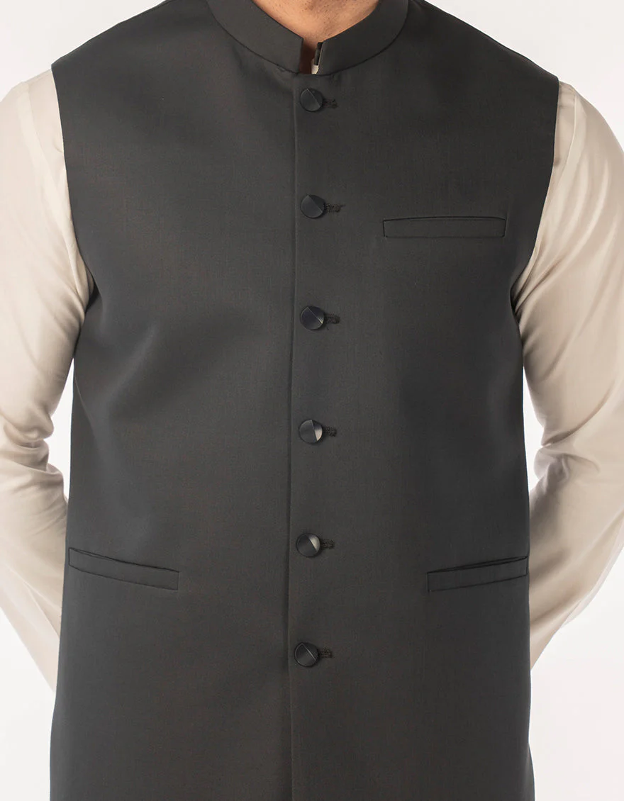 CHARCOAL SUITING WAISTCOAT | JJVC-A-48248/S25/JJ10131-PN - Image 3
