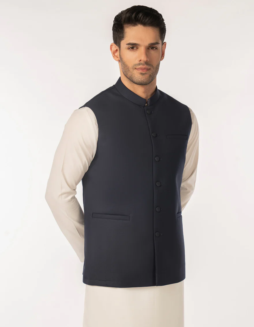 MIDNIGHT BLUE SUITING WAISTCOAT | JJVC-A-48249/S25/JJ10131-PN - Image 3