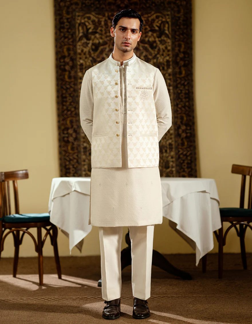 CREAM BLENDED WAISTCOAT | JJVC-A-48257/S25/JJ10134-FL - Image 2