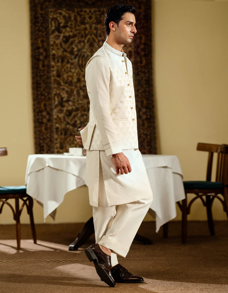CREAM BLENDED WAISTCOAT | JJVC-A-48257/S25/JJ10134-FL - Image 3