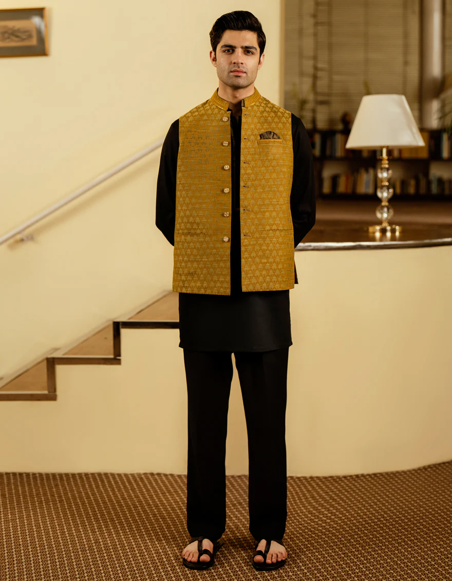 GOLD BLENDED WAISTCOAT | JJVC-A-50358/S25/JJ10104-FL - Image 2