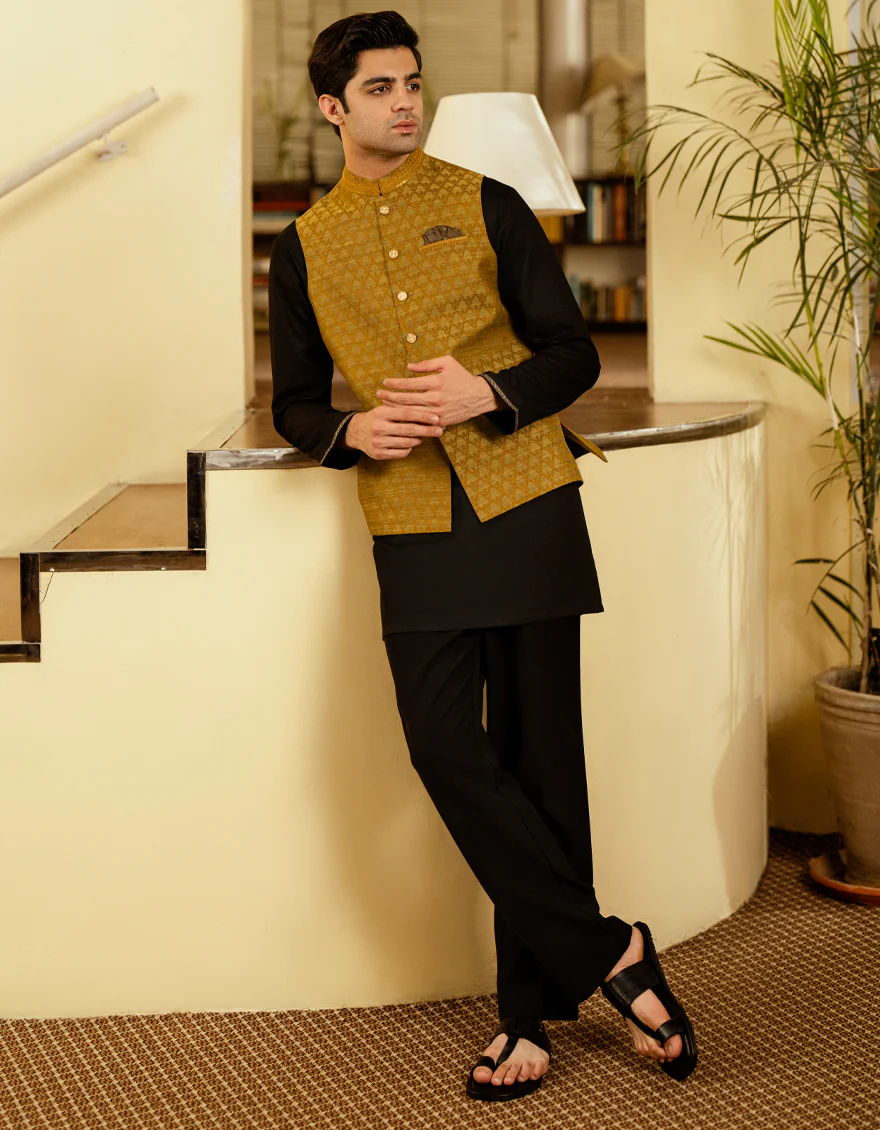 GOLD BLENDED WAISTCOAT | JJVC-A-50358/S25/JJ10104-FL - Image 3