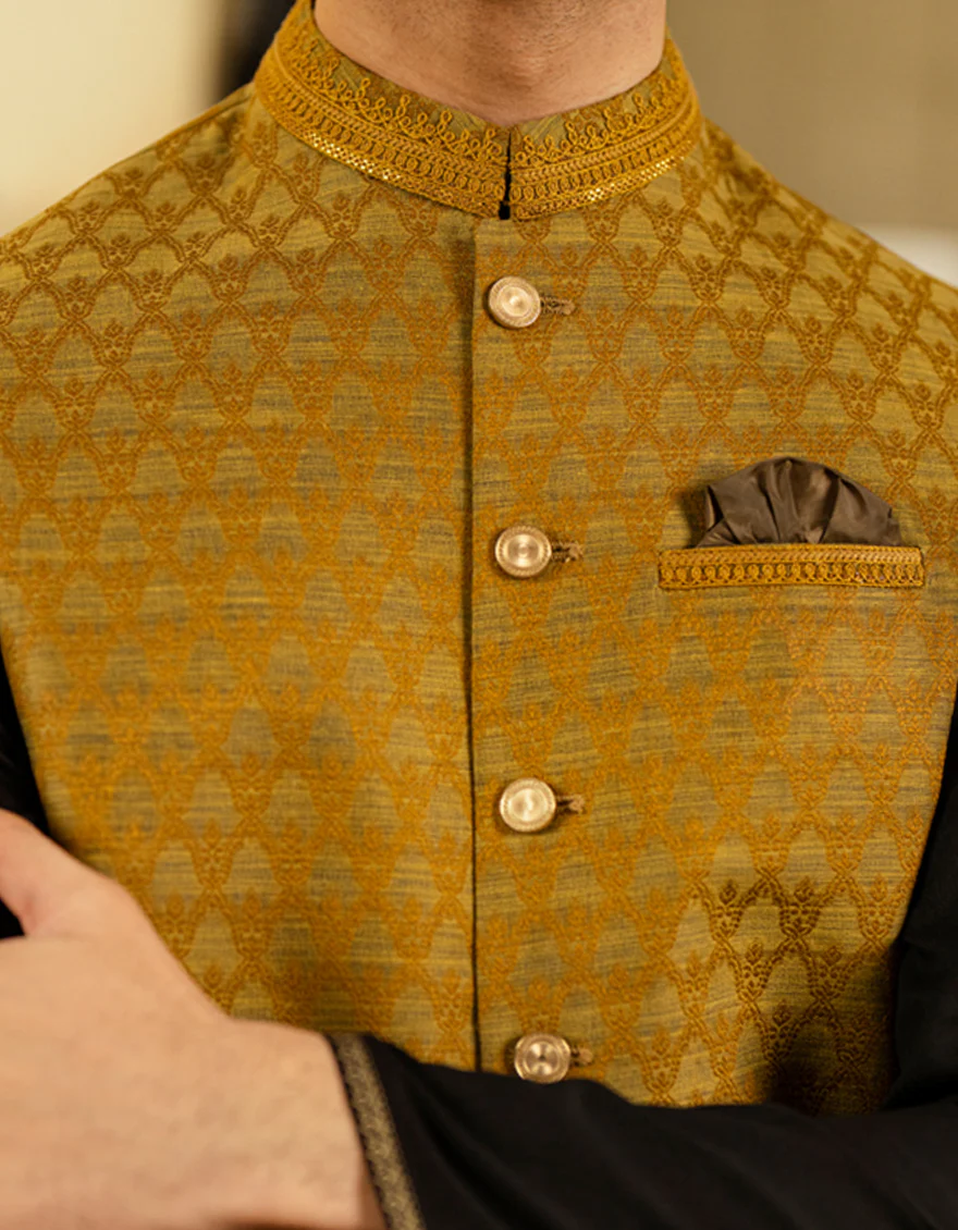 GOLD BLENDED WAISTCOAT | JJVC-A-50358/S25/JJ10104-FL - Image 4