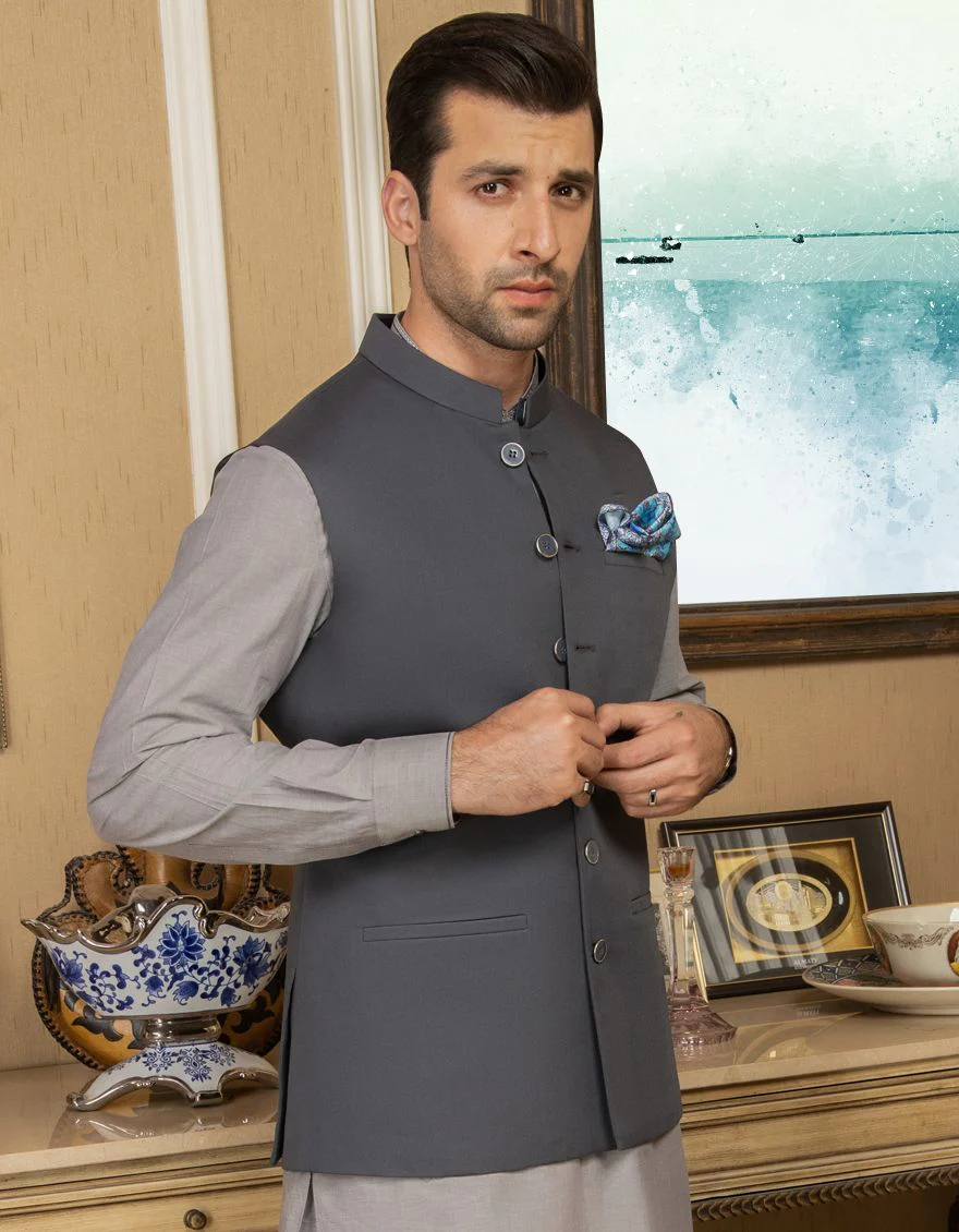 DARK GREY WAISTCOAT | JJVC-US-27368/S21/JJ7103 - Image 2
