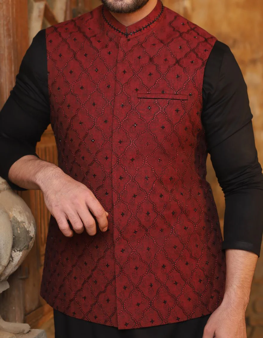 MAROON WAISTCOAT | JJVC-US-27369/S21/JJ15261 - Image 2