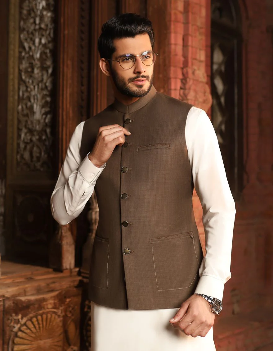 BROWN WAISTCOAT | JJVC-US-27377/S21/JJ6739
