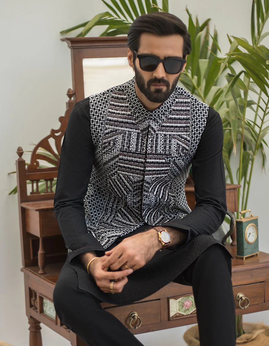SILVER BLACK WAISTCOAT | JJVC-US-27382/S21/JMR11009-FL - Image 3