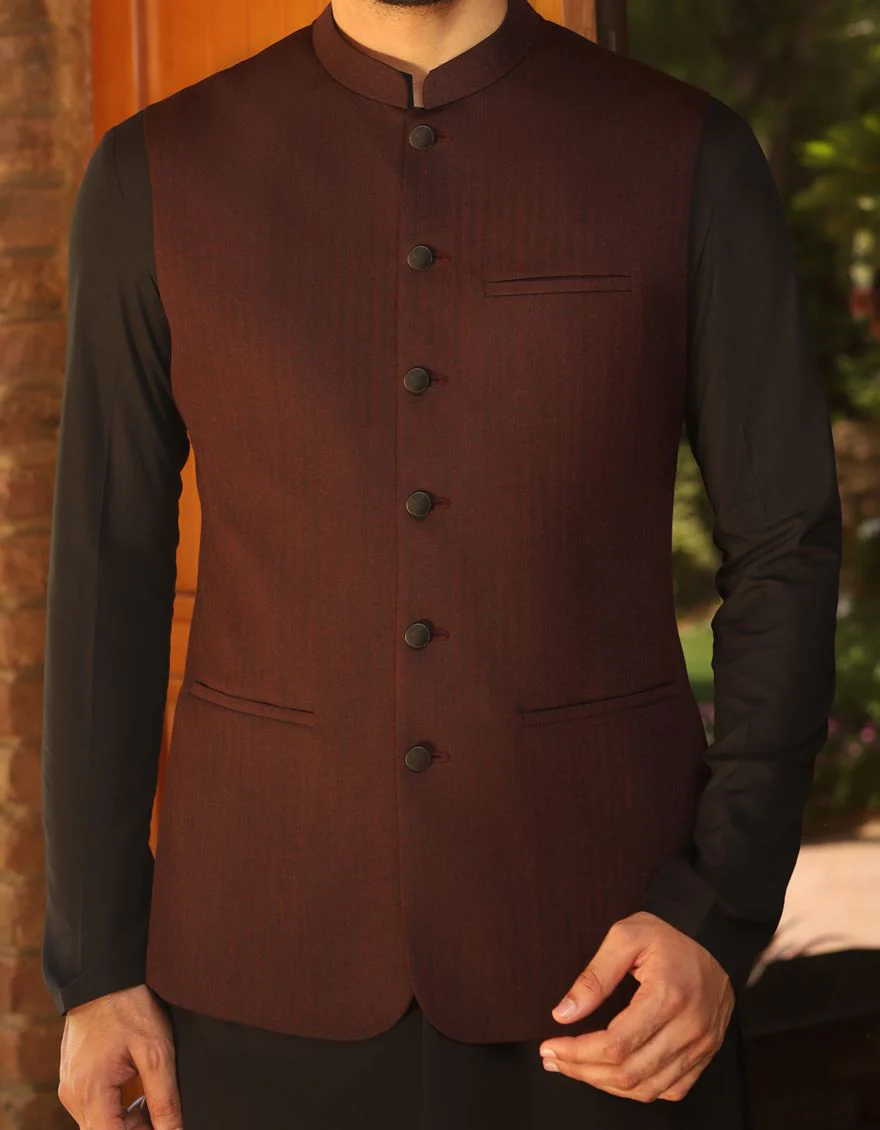 DARK MAROON WAISTCOAT | JJVC-US-27384/S21/JJ7142 - Image 2