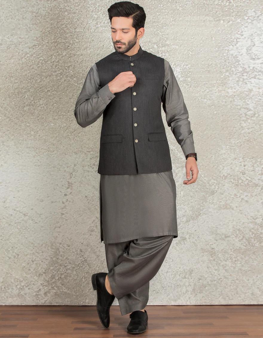 GREY COTTON WAISTCOAT | JJVC-US-27385-R3/S22/JJ7397-PN - Image 2