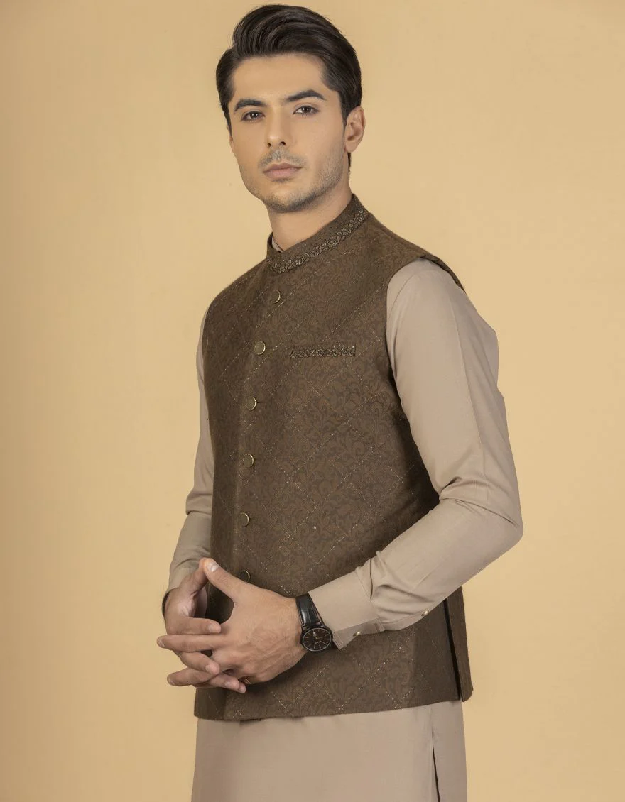 MEHNDI BROWN WAISTCOAT | JJVC-US-27407/S21/JJ7495-FL - Image 2