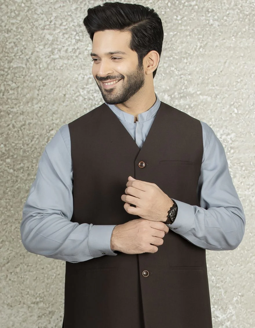 CHOCOLATE BROWN WAISTCOAT | JJVC-US-27426/S22/JJ7177-PN - Image 3