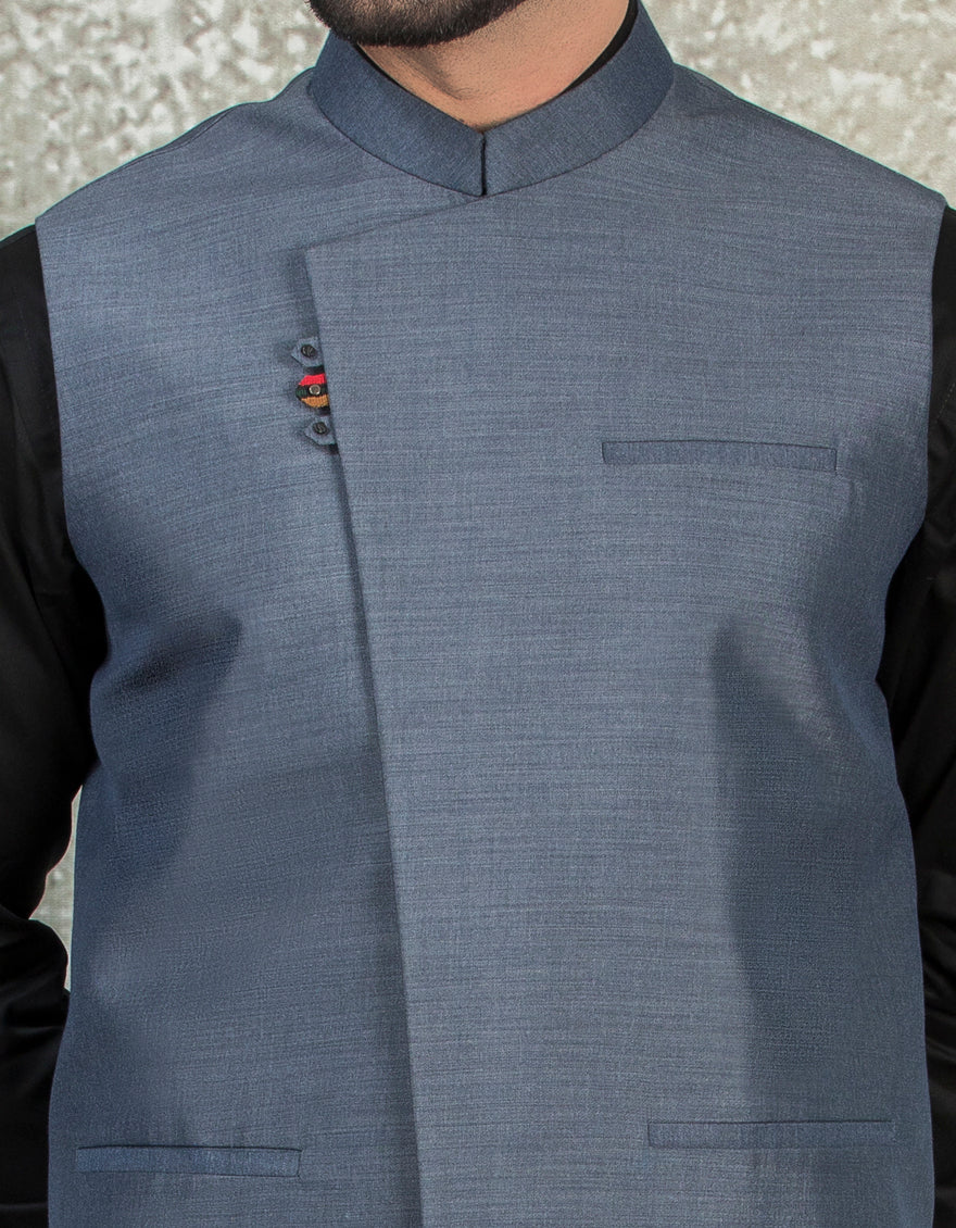 PIGEON BLUE BLENDED WAISTCOAT | JJVC-US-27430/S22/JJ7482-CL - Image 2