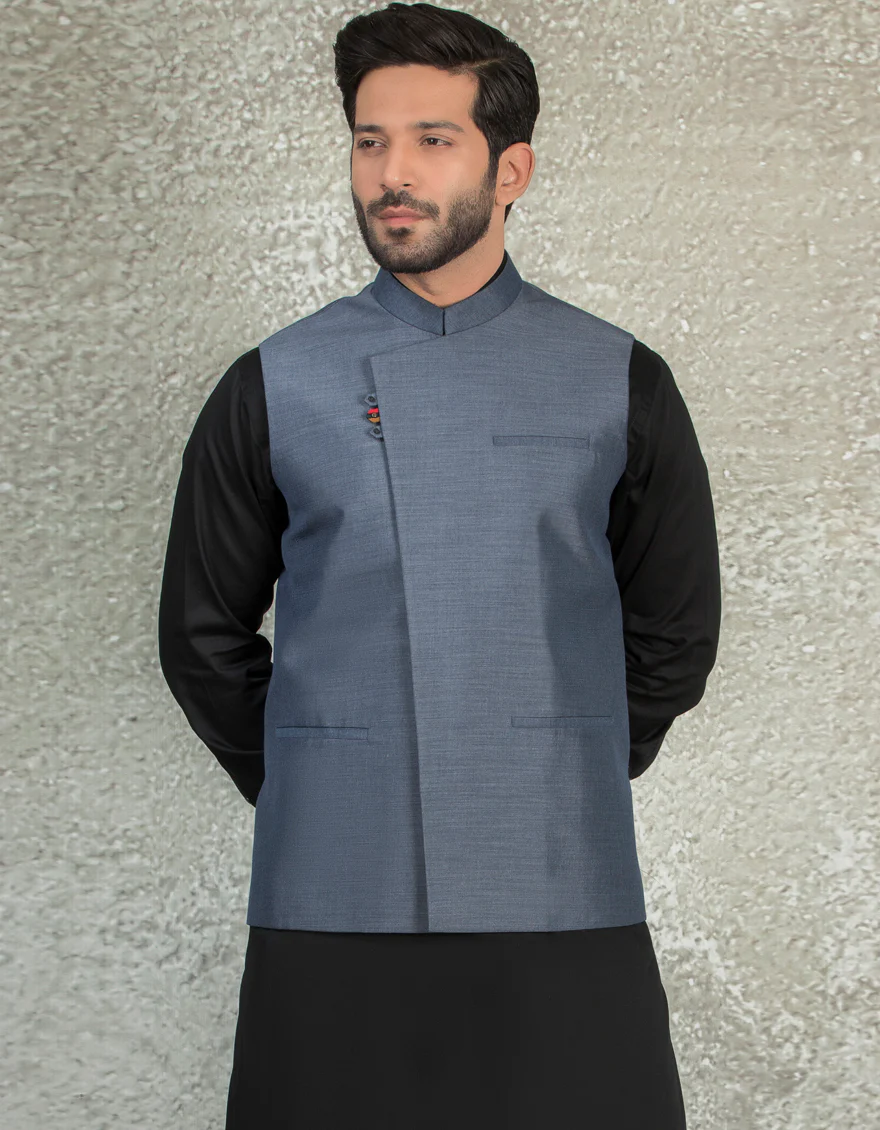 PIGEON BLUE BLENDED WAISTCOAT | JJVC-US-27430/S22/JJ7482-CL - Image 3