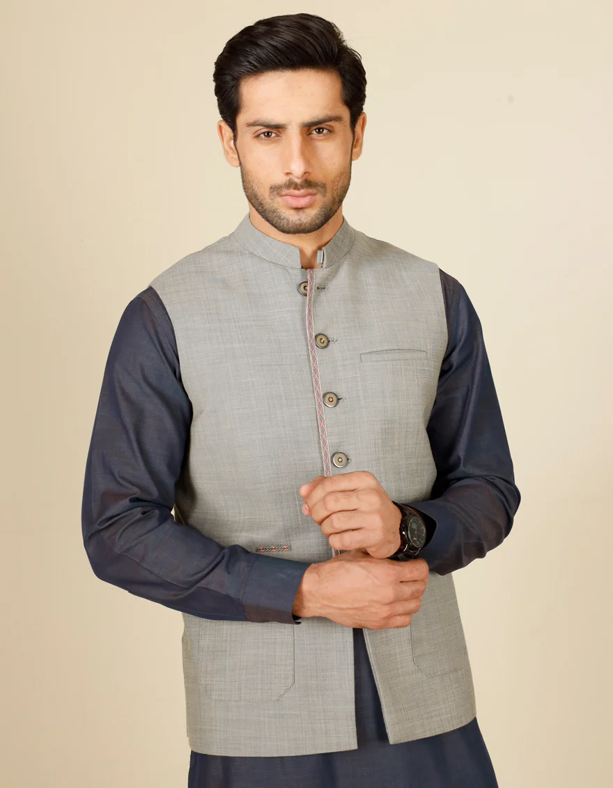 GREY SUITING WAISTCOAT | JJVC-US-27438/S22/JJ7379-PN - Image 2