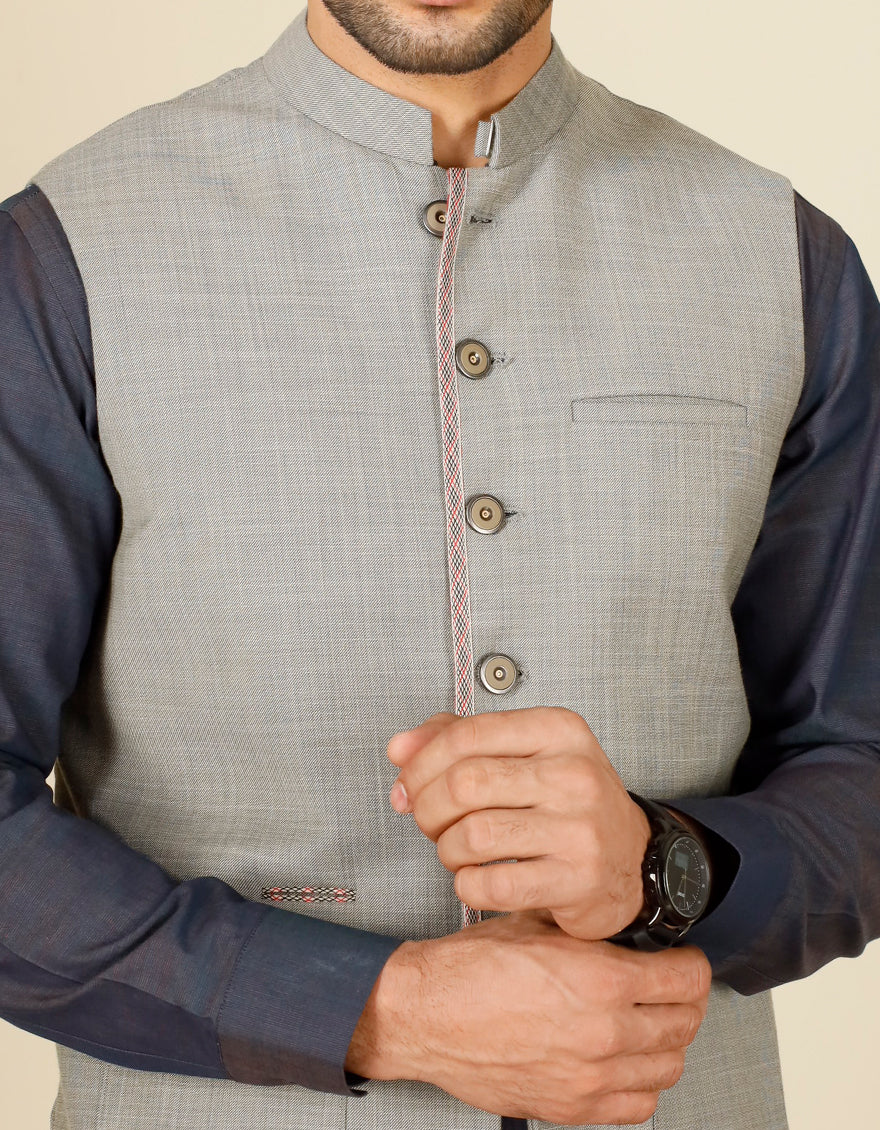 GREY SUITING WAISTCOAT | JJVC-US-27438/S22/JJ7379-PN - Image 3