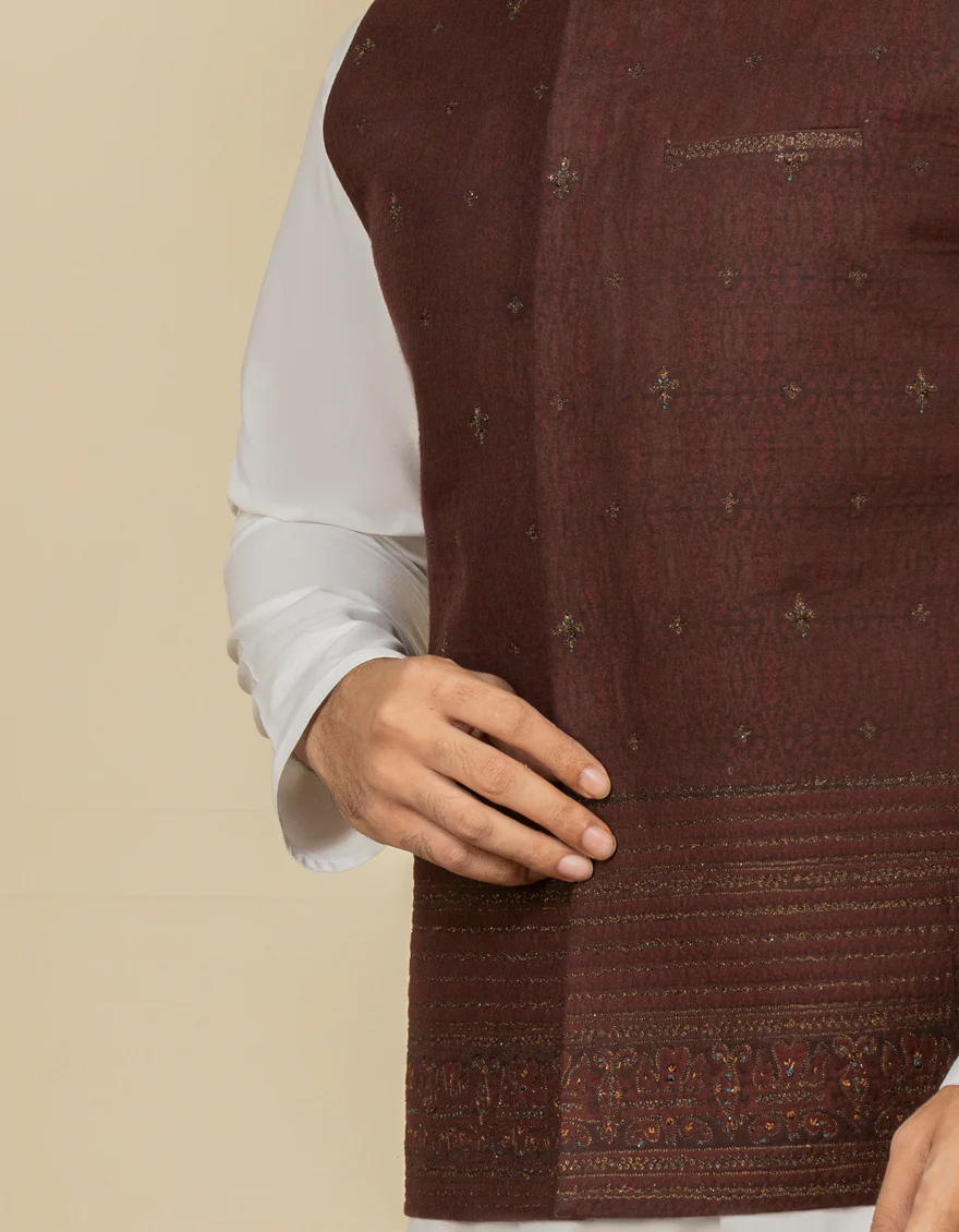 DARK MAROON COTTON WAISTCOAT | JJVC-US-27445/S22/JJ5833-FL - Image 3
