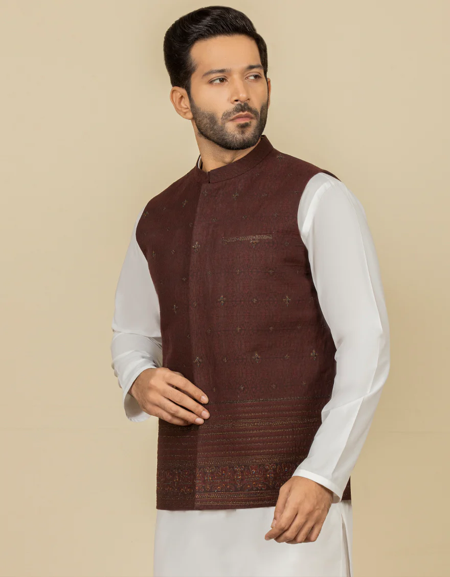 DARK MAROON COTTON WAISTCOAT | JJVC-US-27445/S22/JJ5833-FL - Image 4