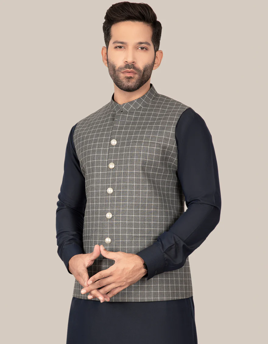DARK GREY BLENDED WAISTCOAT | JJVC-US-27448/S22/JJ7432-PN - Image 2