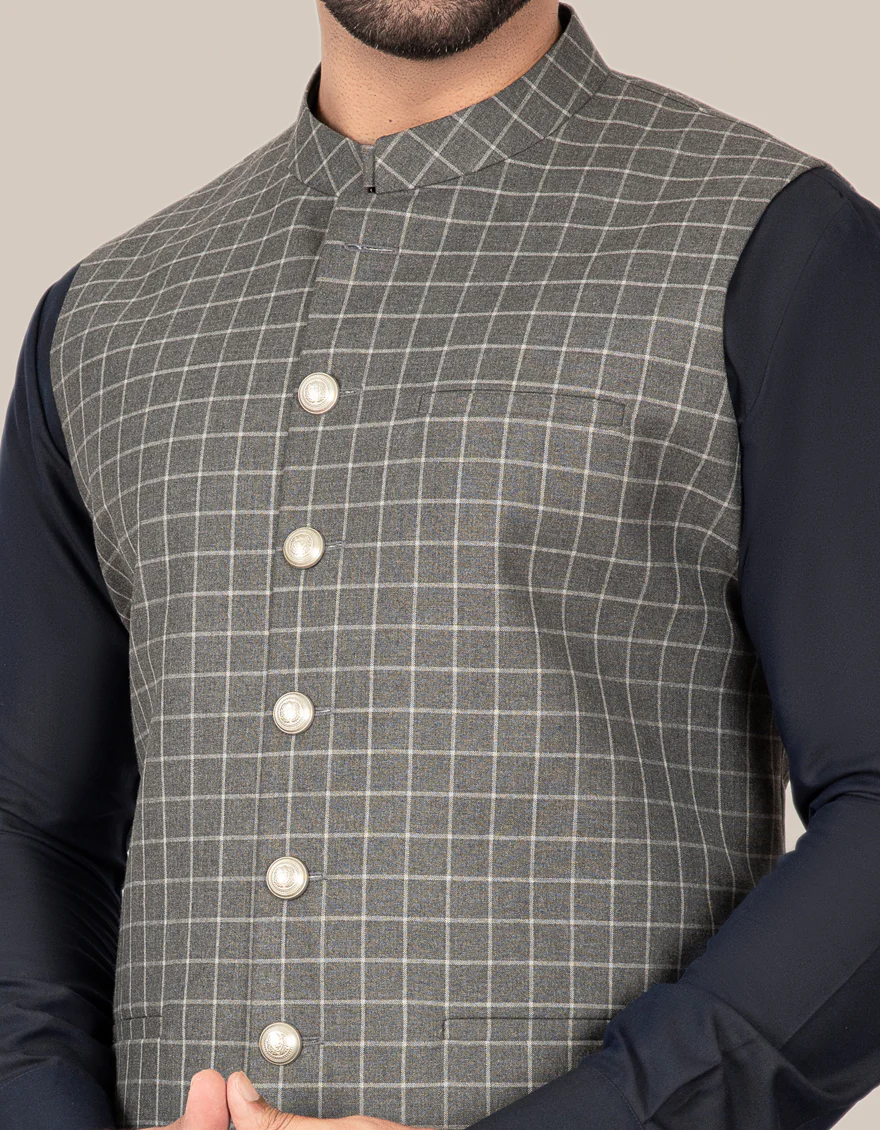 DARK GREY BLENDED WAISTCOAT | JJVC-US-27448/S22/JJ7432-PN - Image 3