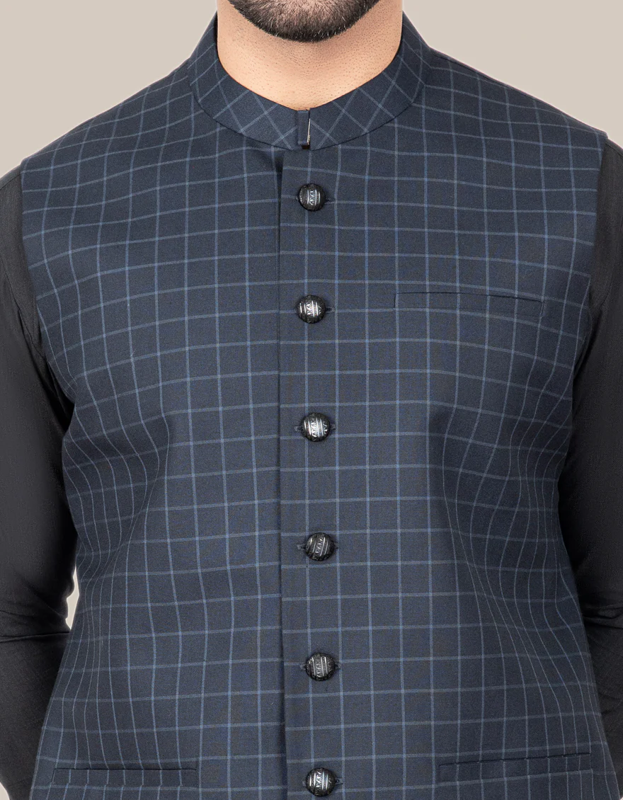 MIDNIGHT BLUE BLENDED WAISTCOAT | JJVC-US-27449/S22/JJ7432-PN - Image 2