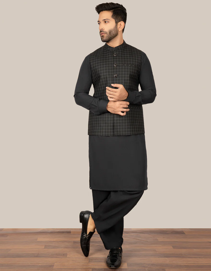 BLACK BLENDED WAISTCOAT | JJVC-US-27450/S22/JJ7432-PN - Image 2
