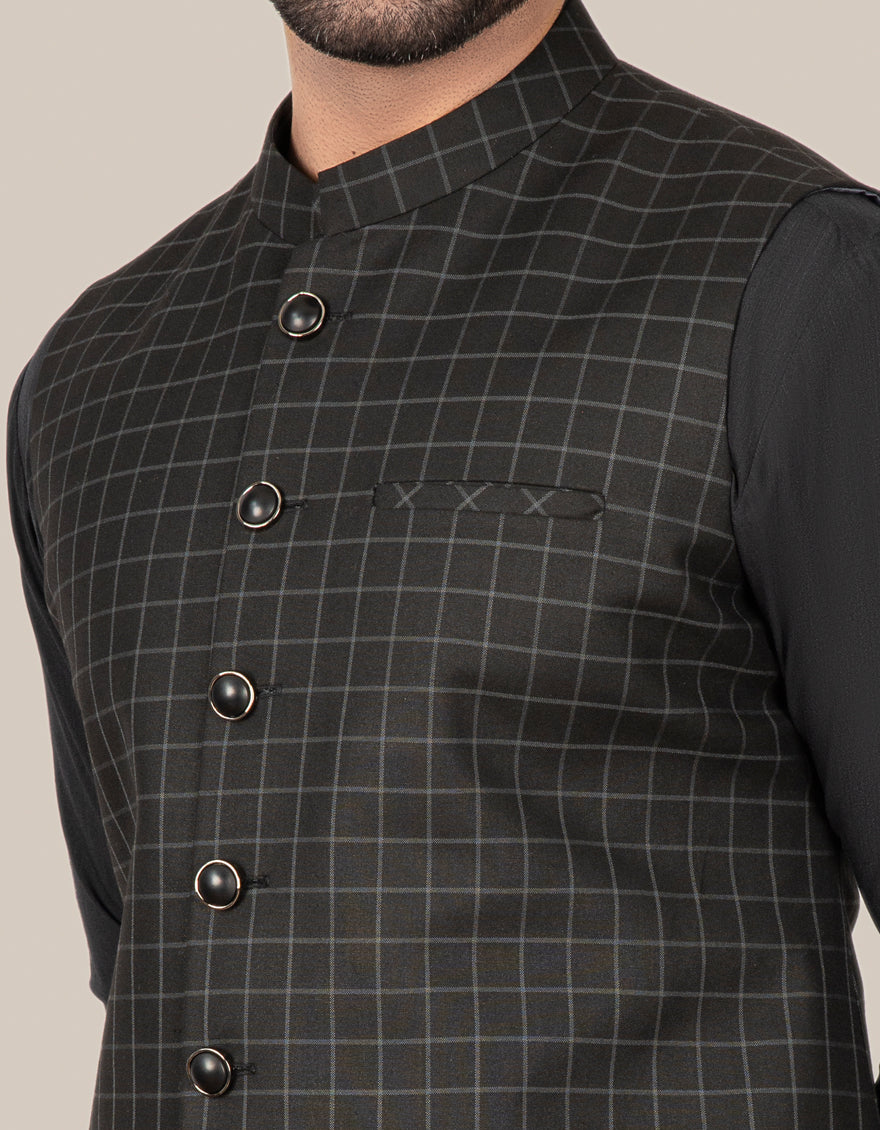 BLACK BLENDED WAISTCOAT | JJVC-US-27450/S22/JJ7432-PN - Image 3