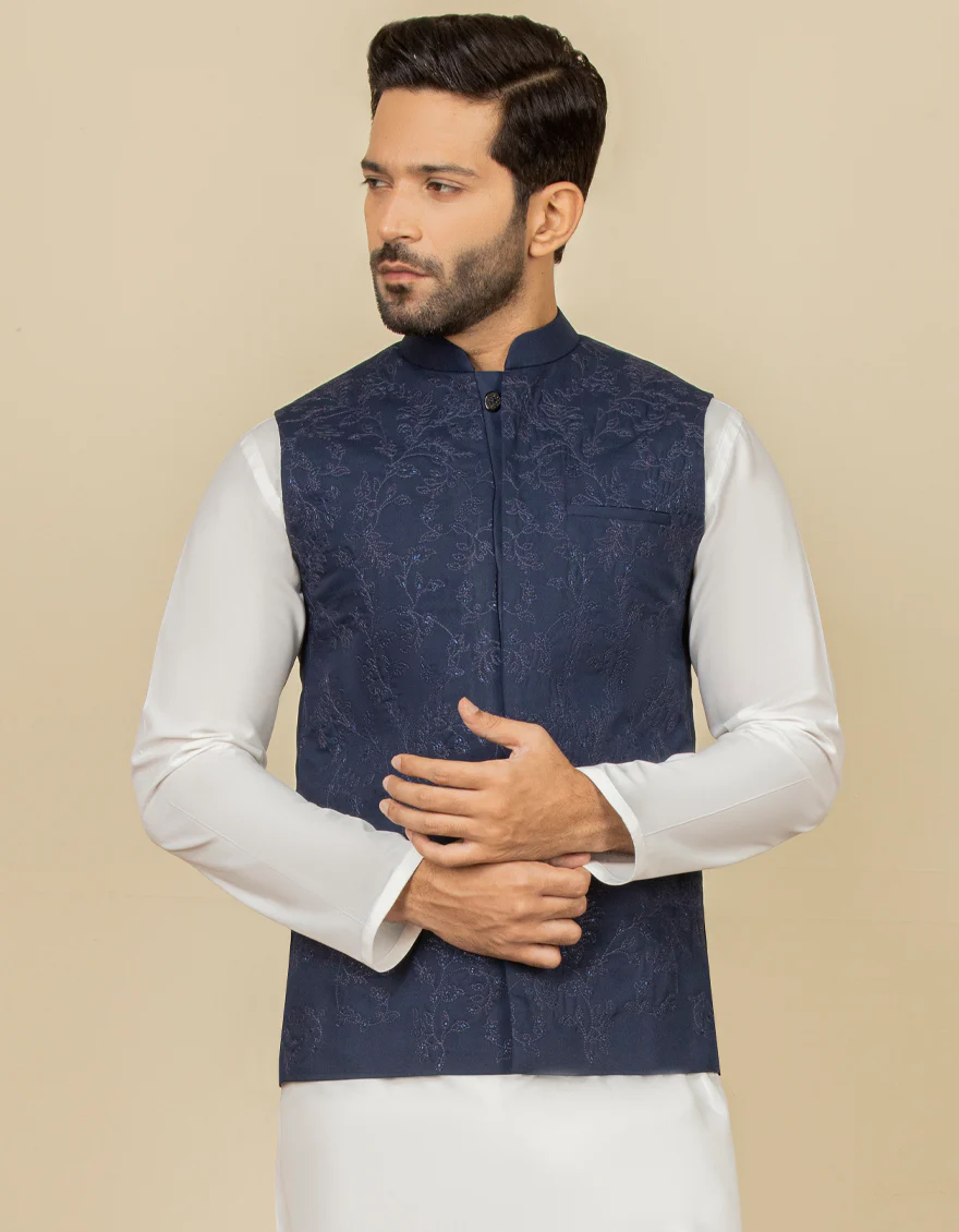 NAVY BLUE SUITING WAISTCOAT | JJVC-US-27454/S22/JJ7552-FL - Image 3