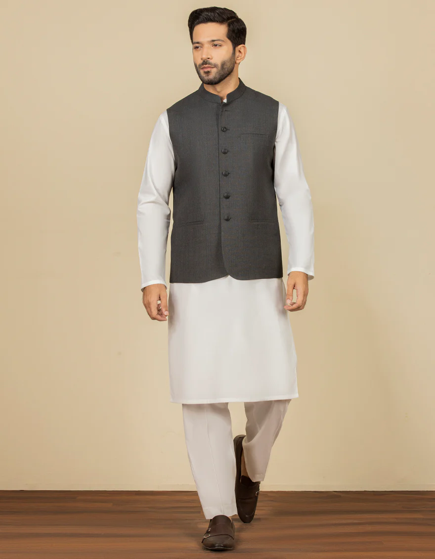 DARK GREY BLENDED WAISTCOAT | JJVC-US-27455/S22/JJ7426-PN - Image 2