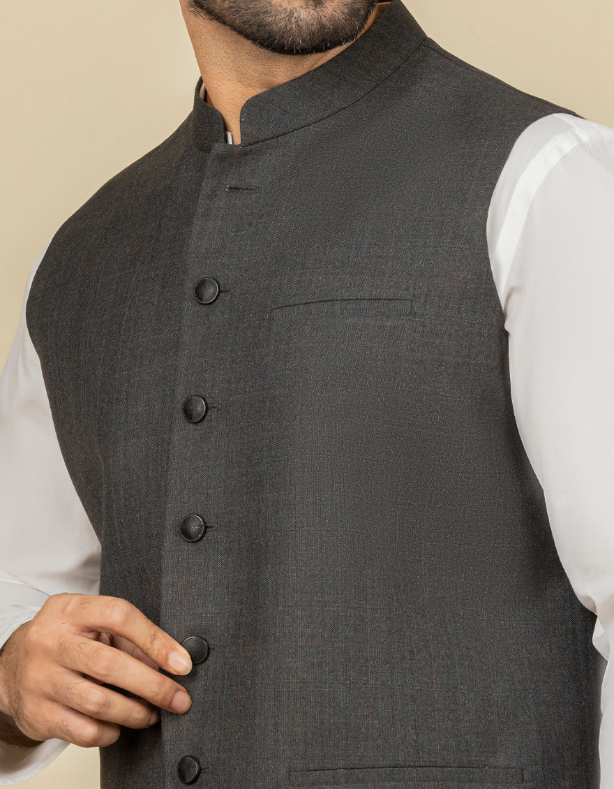 DARK GREY BLENDED WAISTCOAT | JJVC-US-27455/S22/JJ7426-PN - Image 3