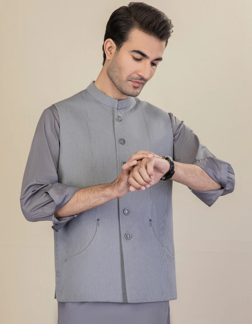 GREY BLENDED WAISTCOAT | JJVC-US-27460/S22/JJ7427-CL - Image 3