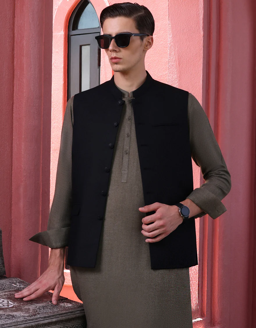 BLACK BLENDED WAISTCOAT | JJVC-US-27468/S22/JJ7553-PN - Image 3