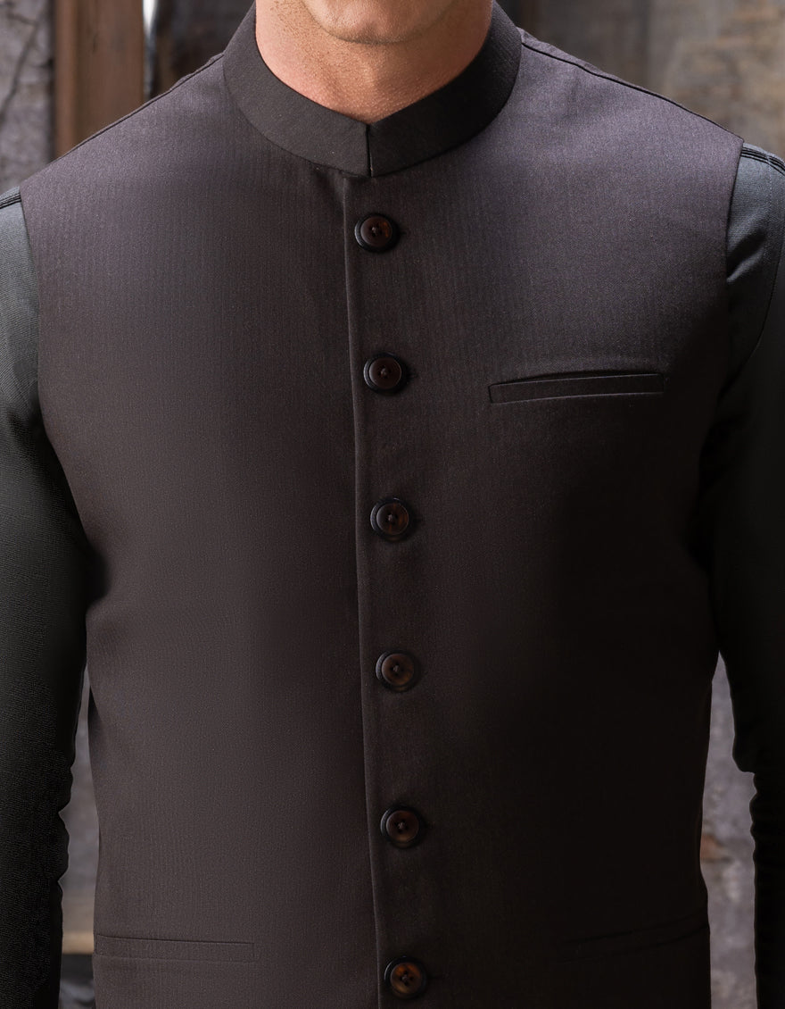 DARK CHOCOLATE BLENDED WAISTCOAT | JJVC-US-27475/S22/JJ7428-PN - Image 2