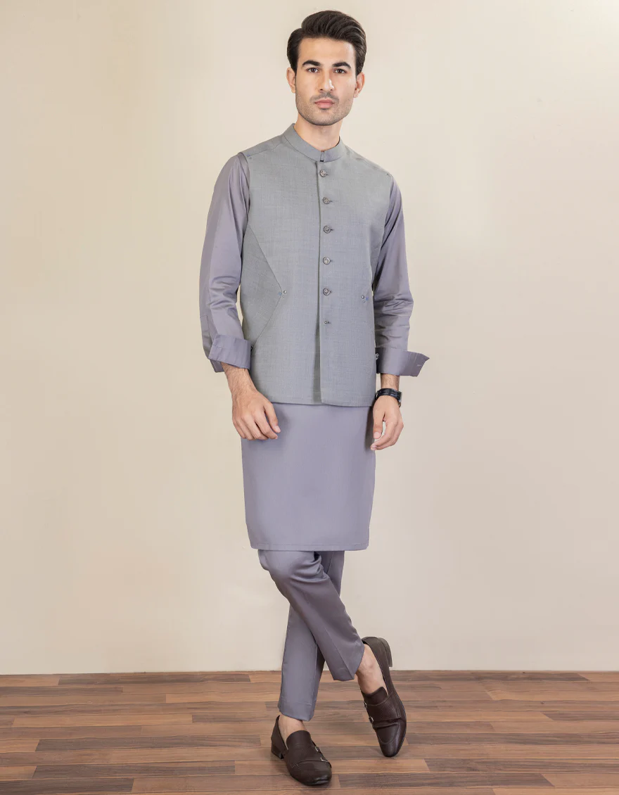 GREY BLENDED WAISTCOAT | JJVC-US-27477/S22/JJ7380-CL - Image 2