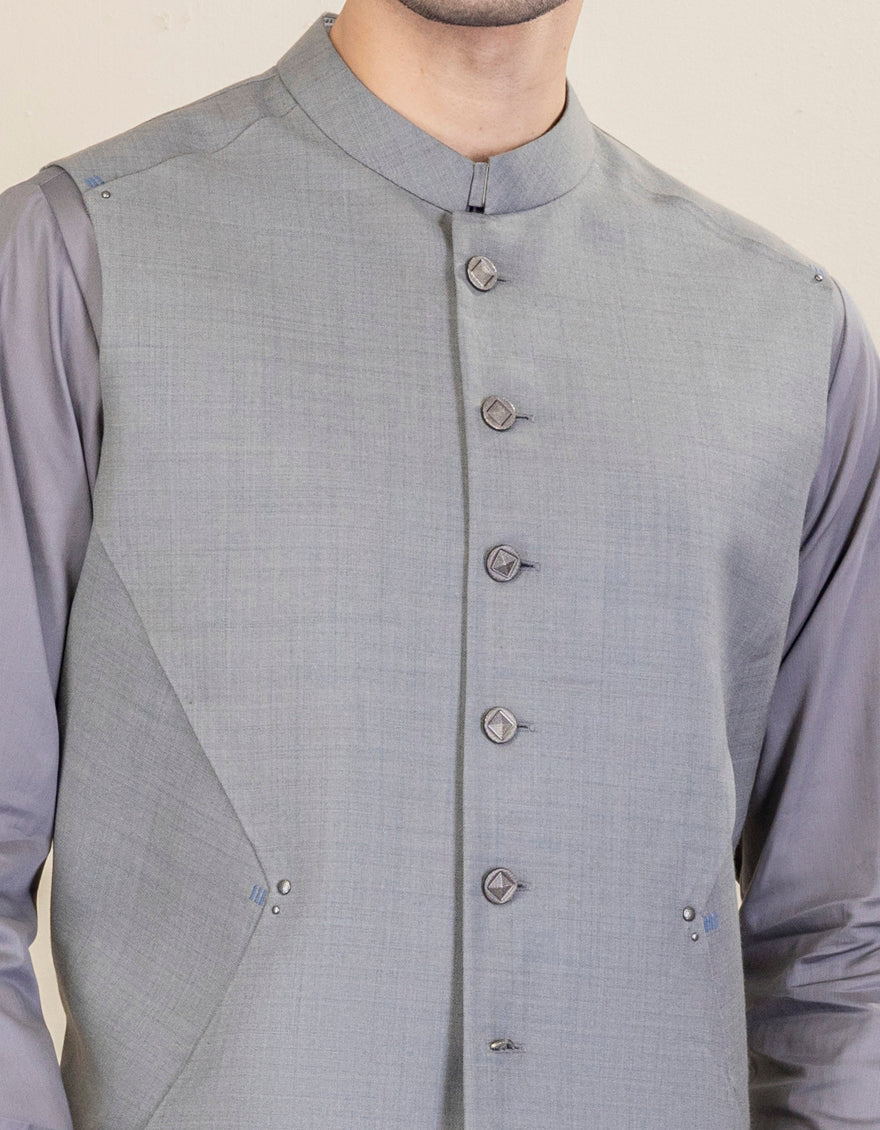 GREY BLENDED WAISTCOAT | JJVC-US-27477/S22/JJ7380-CL - Image 3