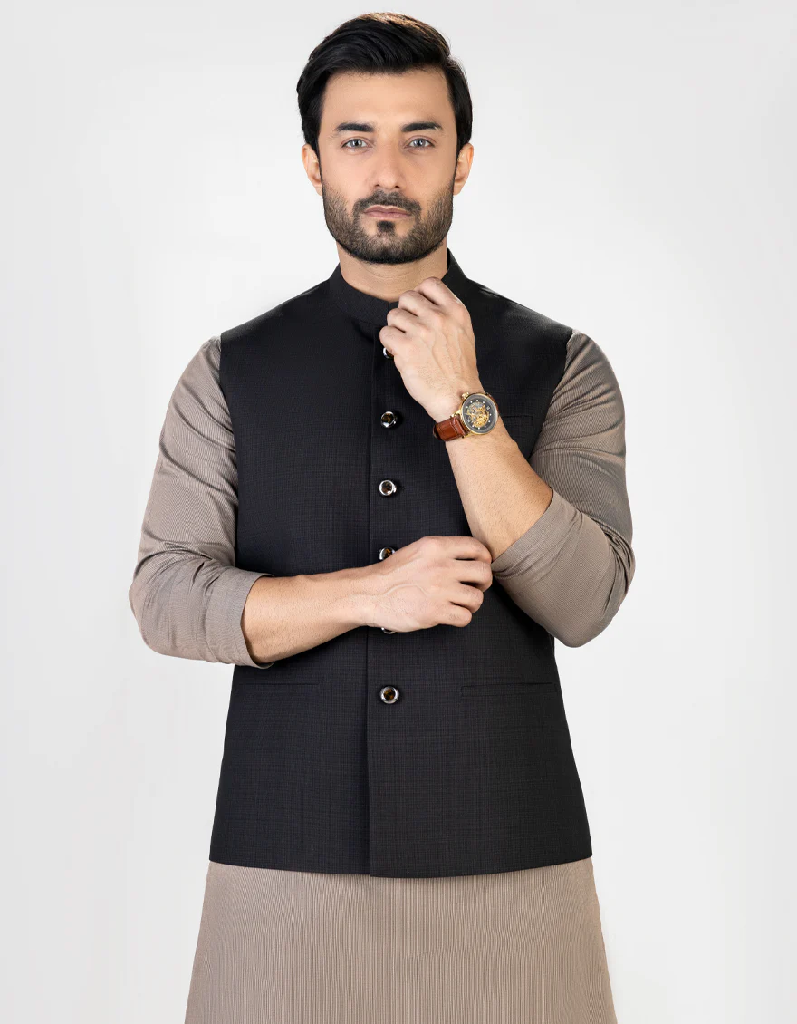 DARK BROWN SUITING WAISTCOAT | JJVC-US-36990/S23/JJ8740-PN - Image 3