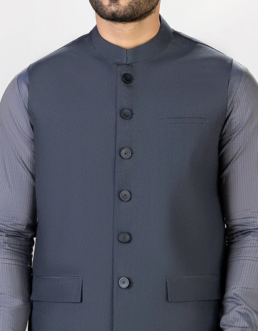 CHARCOAL SUITING WAISTCOAT | JJVC-US-36993/A23/JJ8738-PN - Image 2