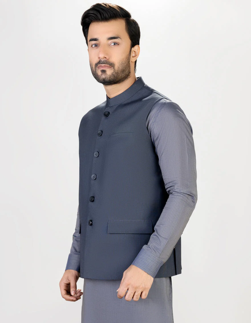 CHARCOAL SUITING WAISTCOAT | JJVC-US-36993/A23/JJ8738-PN - Image 3