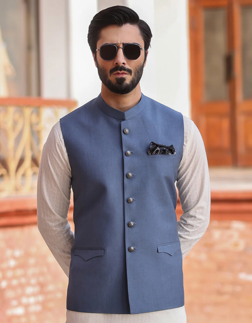 BLUE SUITING WAISTCOAT | JJVC-US-36995/A23/JJ8742-PN - Image 2