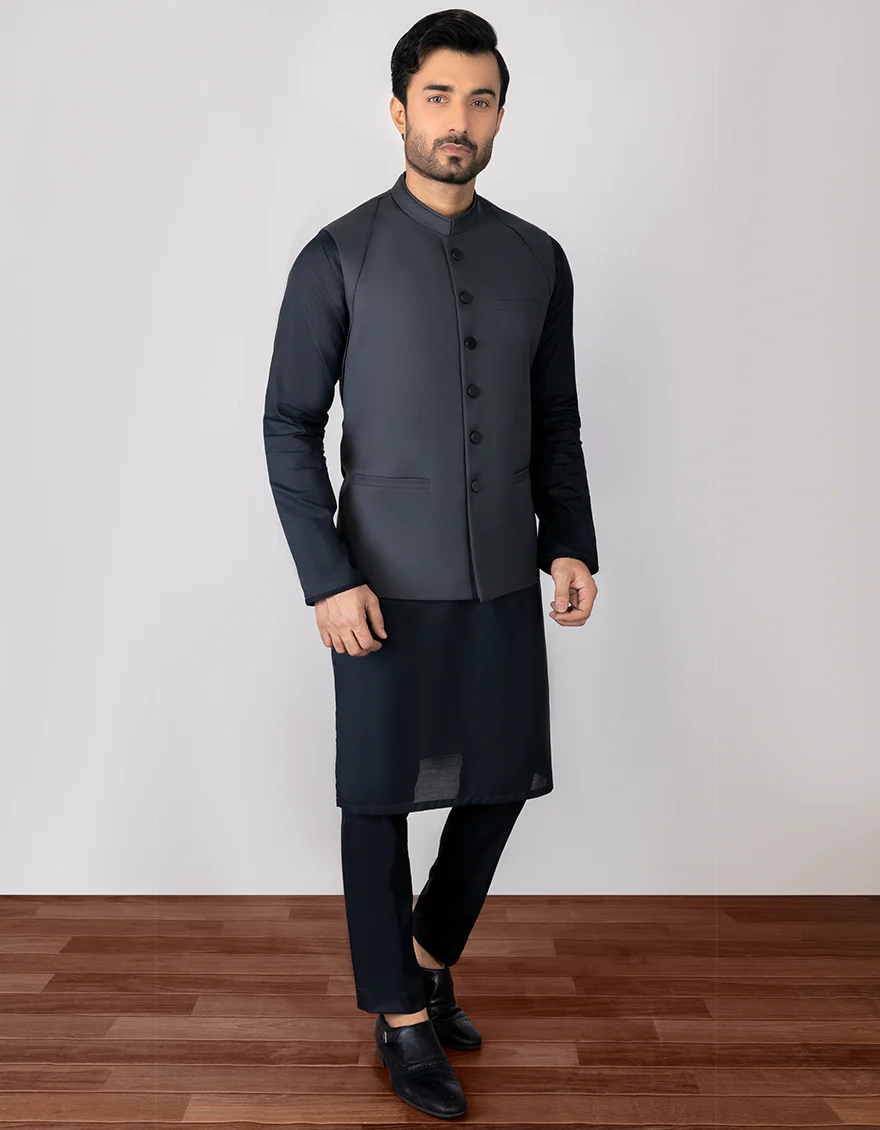 GREY BLENDED WAISTCOAT | JJVC-US-37652/S23/JJ7430-CL