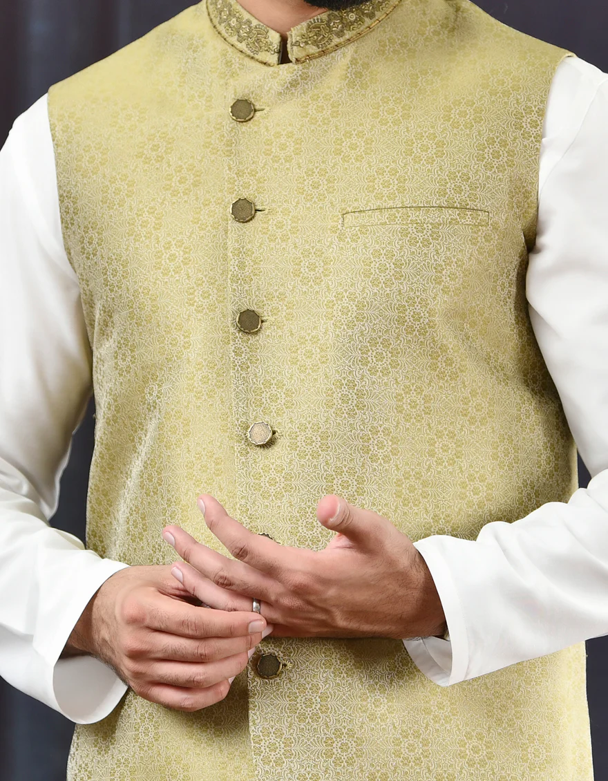 MEHNDI GREEN WAISTCOAT | JJVC-US-44083/A22/JJ7004-FL - Image 3