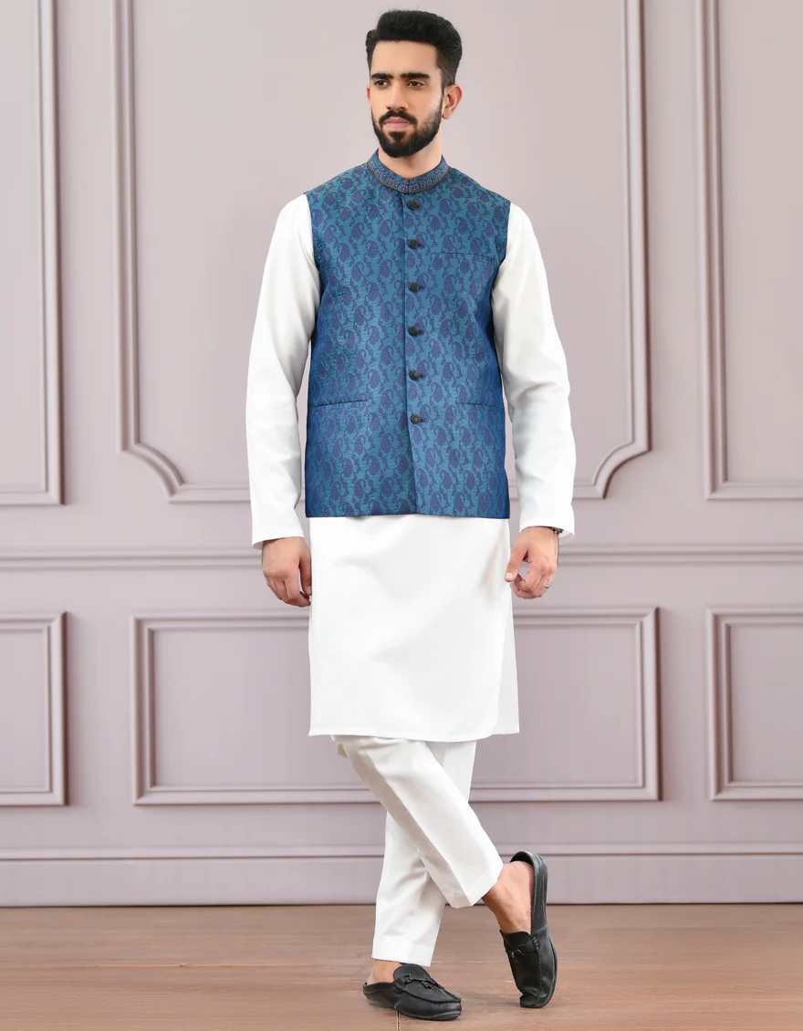 TEAL GREEN WAISTCOAT | JJVC-US-44084/A22/JJ7005-FL - Image 2