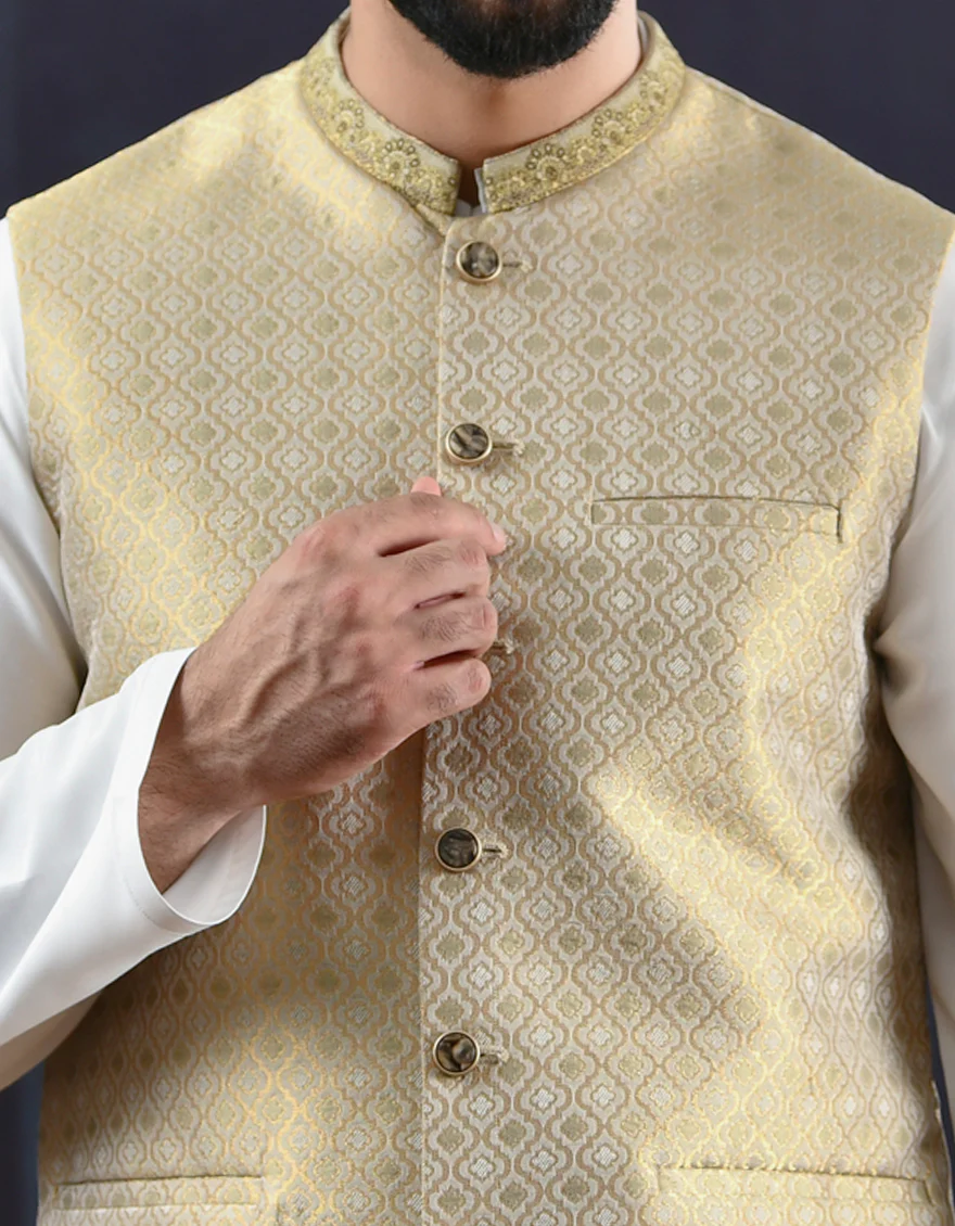 SAND GOLD WAISTCOAT | JJVC-US-44085/A22/JJ7058-FL - Image 3