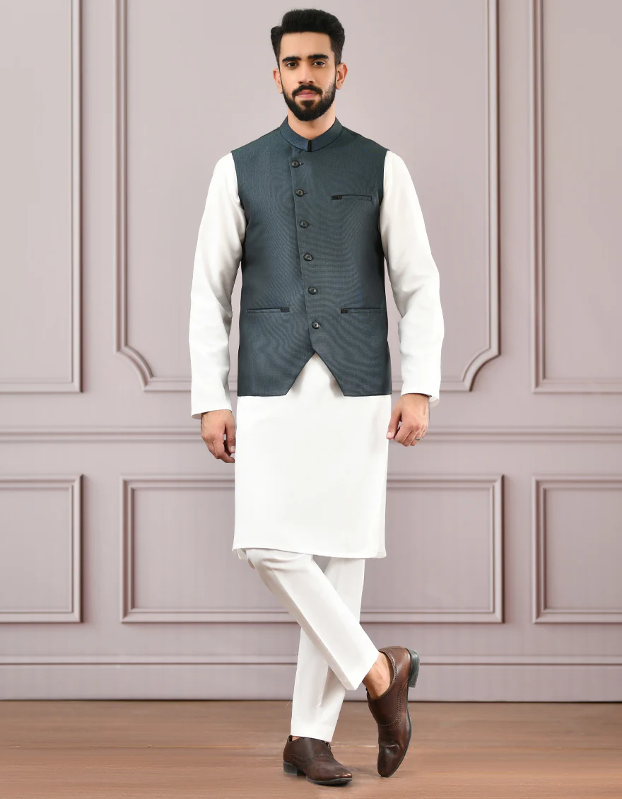 DARK TEAL N/A WAISTCOAT | JJVC-US-44091/S22/JJ6314-PN - Image 2