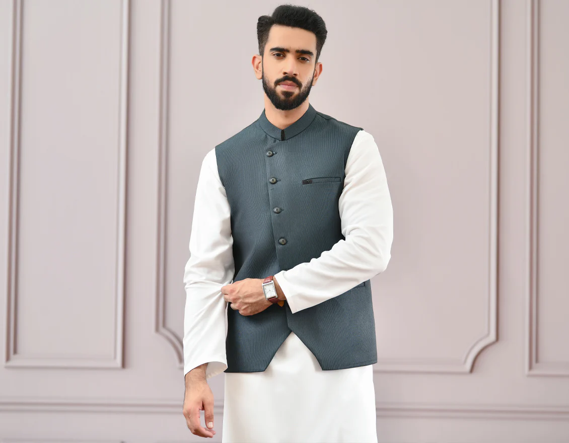 DARK TEAL N/A WAISTCOAT | JJVC-US-44091/S22/JJ6314-PN - Image 4