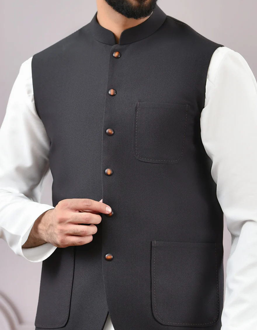 DARK BROWN WAISTCOAT | JJVC-US-44092/S22/JJ6465-CL - Image 2