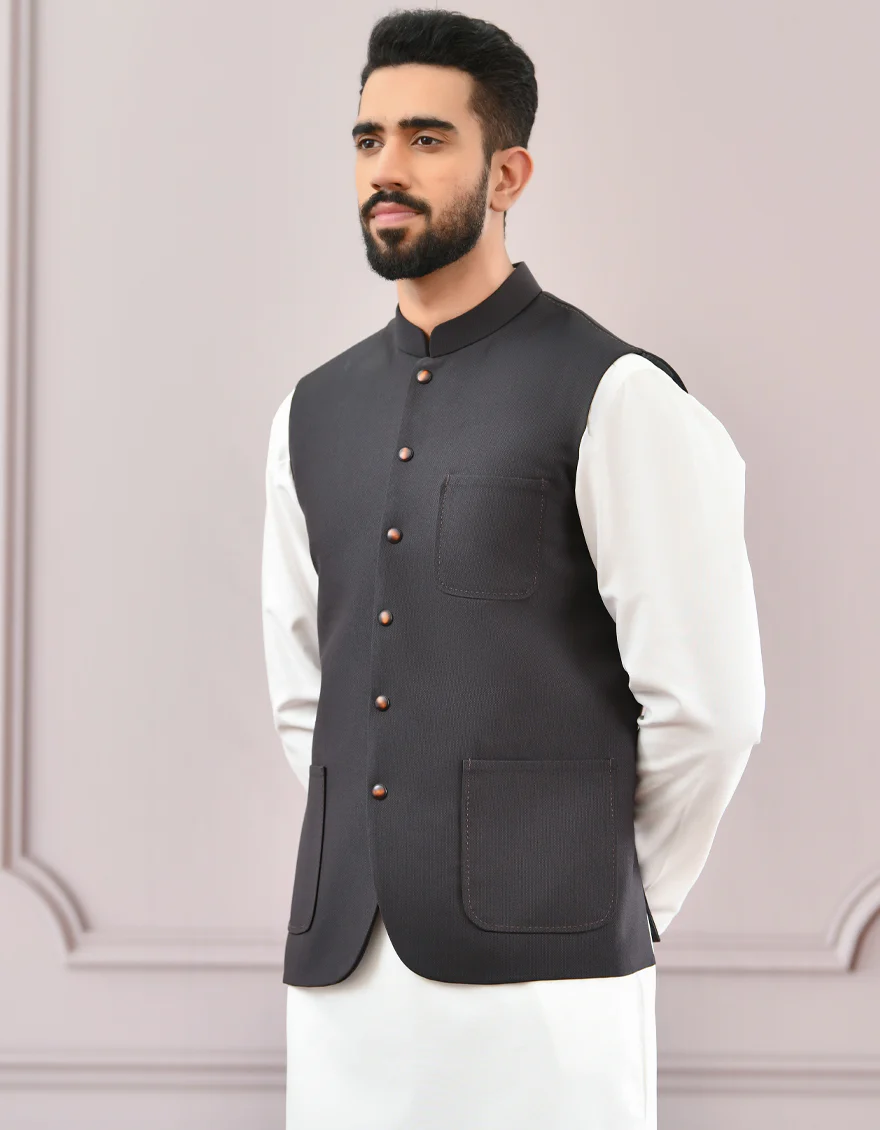 DARK BROWN WAISTCOAT | JJVC-US-44092/S22/JJ6465-CL - Image 3