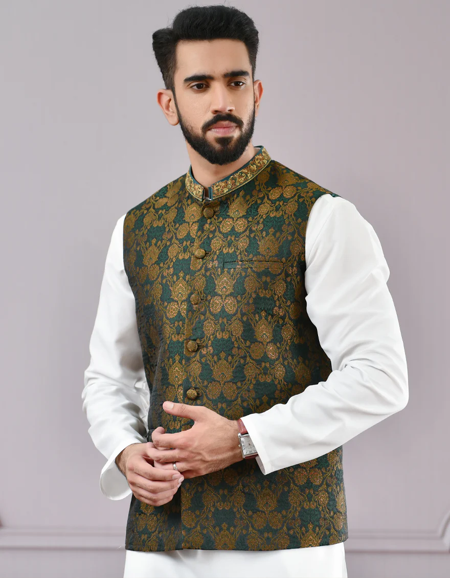 DARK GREEN WAISTCOAT | JJVC-US-44093/A22/JJ6565-FL